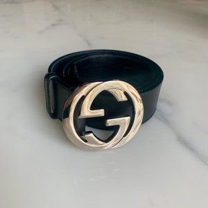 Men's black leather Gucci belt